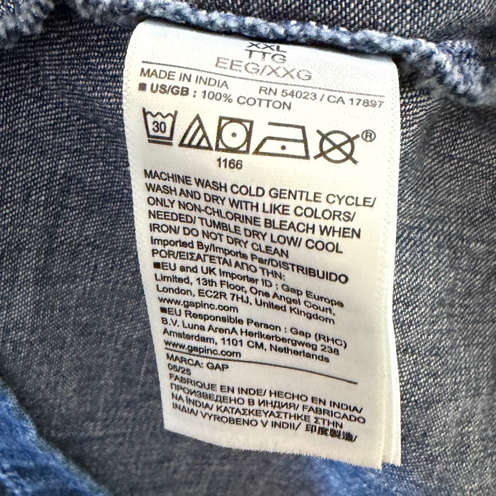 GAP XXL Denim Maxi Dress 100% Cotton Button Front Pockets Chambray Blue - Picture 7 of 7